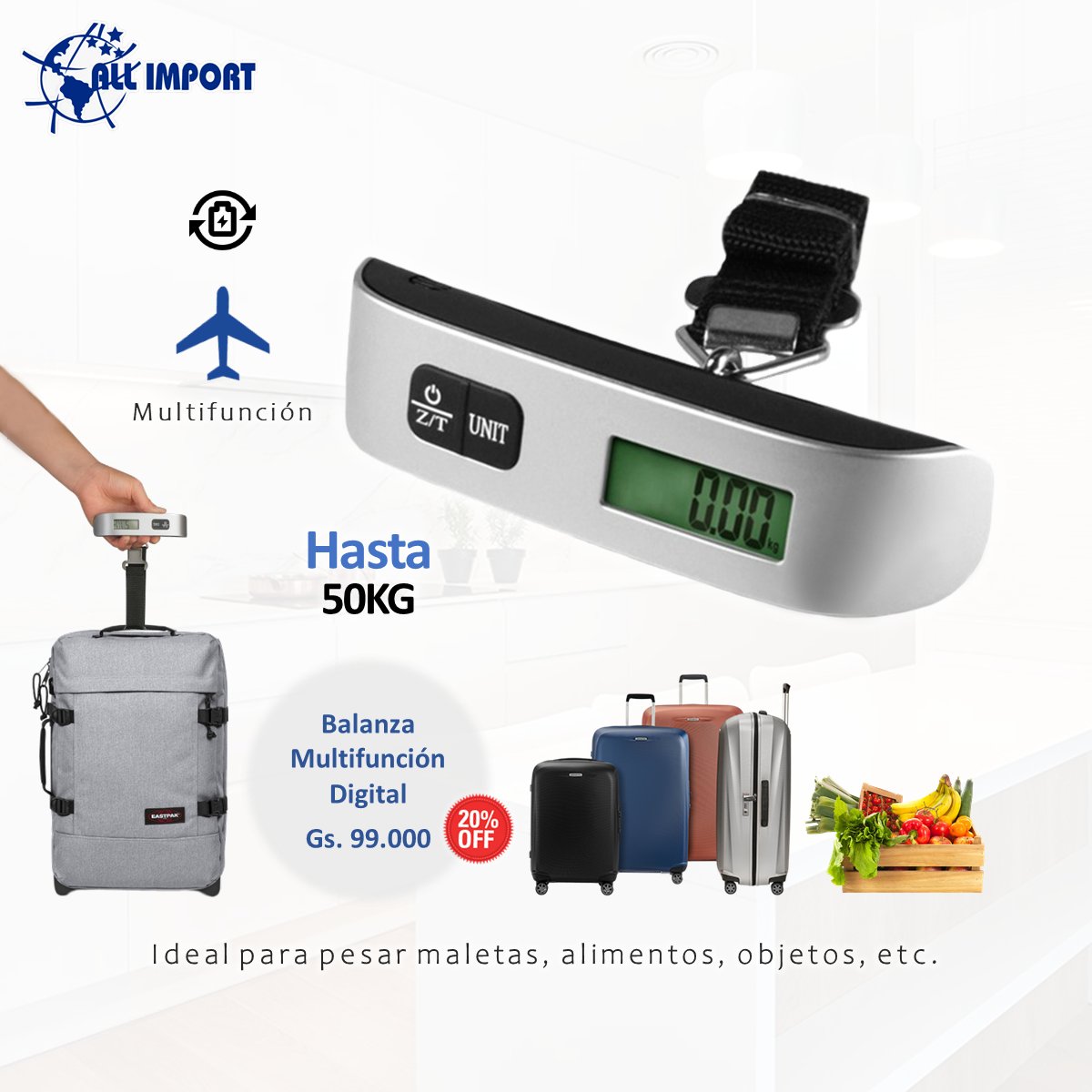 Paraguay Online Shopping - Balanza Digital portatil para Equipaje, para que  la lleves a todos lados y dejes de pagar exceso de equipaje. Sirve para  maletas y equipaje de mano. #equipajedemano #viaje #