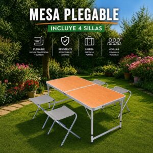 MESA PLEGABLE CON SILLAS