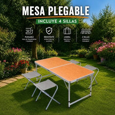 MESA PLEGABLE CON SILLAS