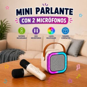 MINI PARLANTE + MICRÓFONOS